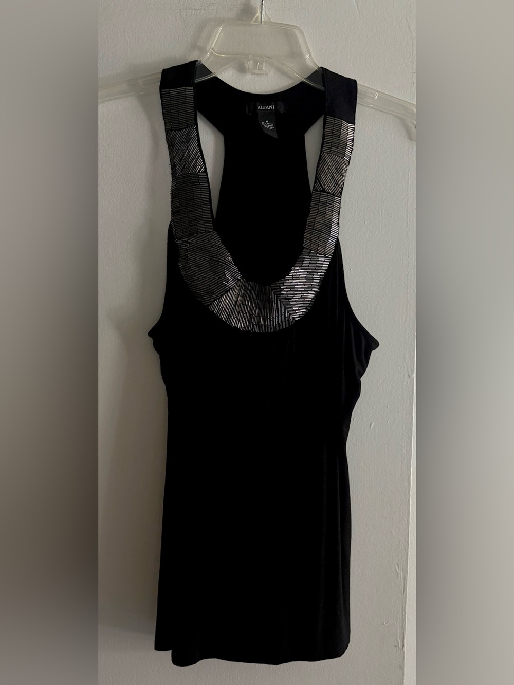 Alfani Black Racerback Beaded Top M